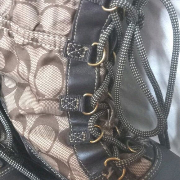 Coach SHAINE Signature Monogram Lace-Up Shoes Brown Khaki Women’s Size 6B - Picture 5 of 8